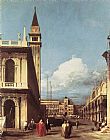 Canaletto Canvas Paintings - The Piazzetta, Looking toward the Clock Tower